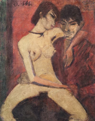 Siedzący Miłośnicy Cyganów, 1922 (patrz 274040 na odwrocie) autorstwa Otto Mueller