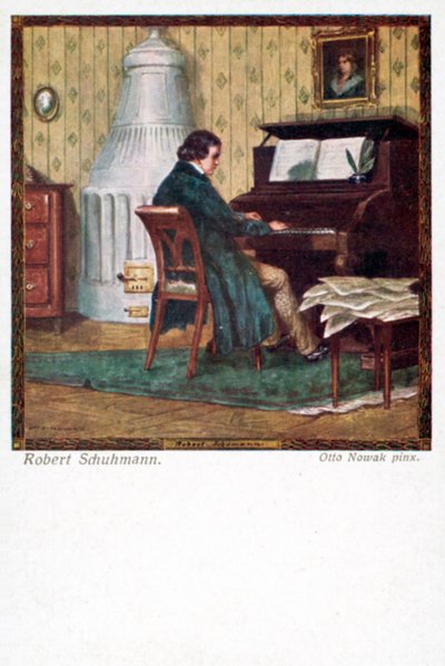 Robert Schumann grający na pianinie autorstwa Otto Robert Nowak