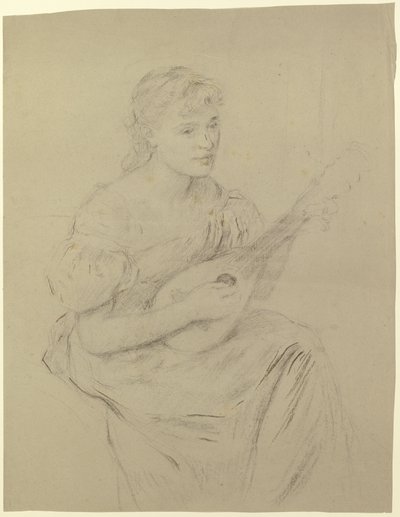 Młoda kobieta grająca na mandolinie („mandolinistka”) autorstwa Otto Scholderer