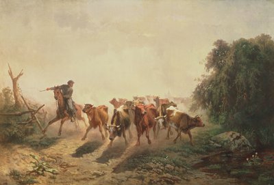 Union Drover z bydłem dla armii, 1860 autorstwa Otto Sommer