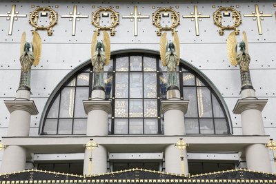 Kościół Am Steinhof (kościół Leopld) projektu Otto Wagnera, Wiedeń, Austria (zdjęcie) autorstwa Otto Wagner