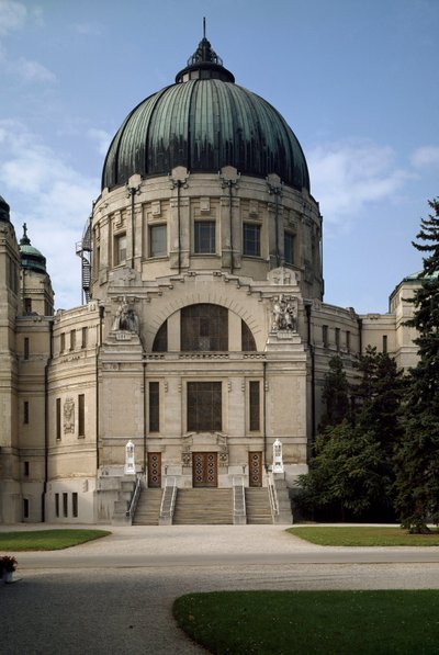 Widok grobowca rodzinnego autorstwa architekta Otto Wagnera (1841-1918) (Secesja Wiedeńska). Cmentarz Hietzing, Wiedeń, Austria autorstwa Otto Wagner