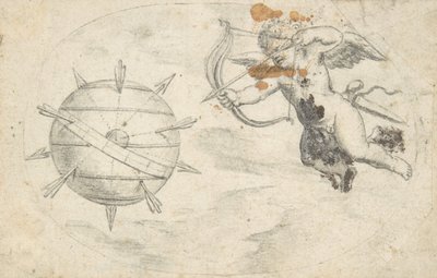 Strzały wystrzeliwujące Kupidyna w World Globe, 1608 lub krótko przed. autorstwa Otto van Veen.