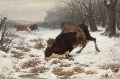 Krowa zostaje zaatakowana przez wilki autorstwa Otto von Thoren