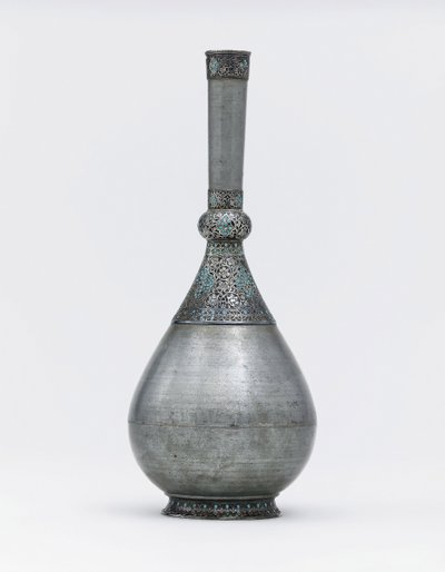 Butelka cynkowa osadzona w kolorze turkusowym w kolorze otomańskim ze srebra (turkus, cynk, srebro) autorstwa Ottoman School