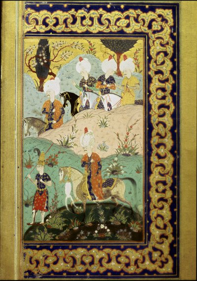 Imperium Osmańskie: reprezentacja sułtana Selima I zwanego Groźnym (1470-1520) na koniu. Miniatura z „Diwan” (zbiór wierszy) sułtana Selima I. (Ms. FY1330, k. 27) XVI wiek. Stambuł, Biblioteka Uniwersytecka autorstwa Ottoman School