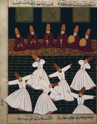Rytuał wirujących derwiszów w Konya autorstwa Ottoman School