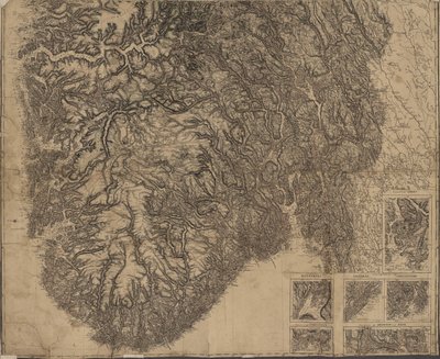 Ręcznie rysowana mapa południowej Norwegii autorstwa P.A. Munch