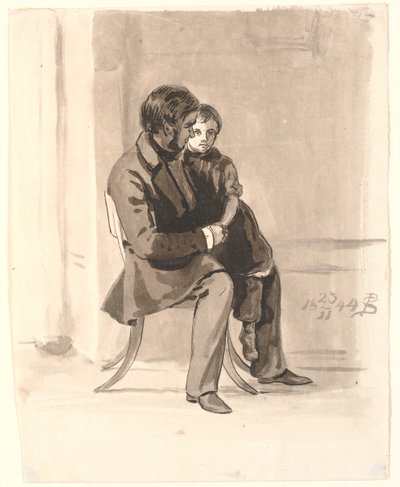 Johan Thomas Lundbye z Olympia Freund na kolanach. autorstwa P.C. Skovgaard