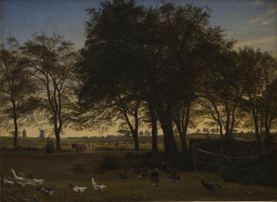 Impreza w Iselingen. W tle kościół Vordingborg i wieża Goose. Wrześniowy wieczór autorstwa P.C. Skovgaard