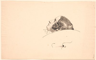 Portret głowy w profilu śpiącej żony artysty, Georgii Skovgaard. autorstwa P.C. Skovgaard