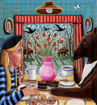 Herbata z niedźwiedziem, 2025 (barwione gesso) autorstwa PJ Crook