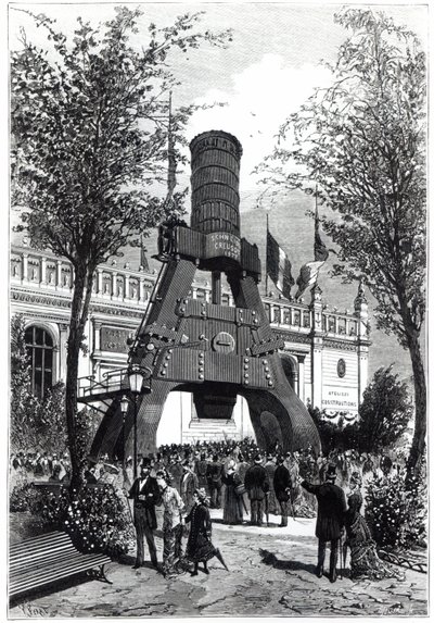 Wystawa światowa w Paryżu w 1878 r.: młot Le Creusot Power na Polach Marsowych, 1878 r. autorstwa P. Ferat