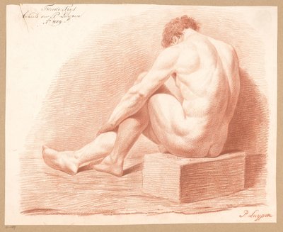 Siedzący akt męski, widziany z tyłu (2. nagroda 1809) autorstwa P. Luypen
