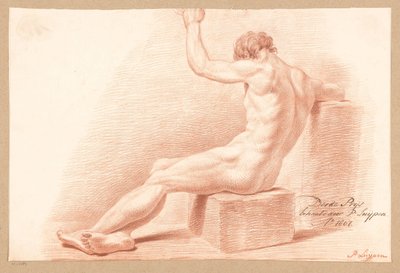 Siedzący akt męski, widziany z tyłu (3 nagroda 1807) autorstwa P. Luypen