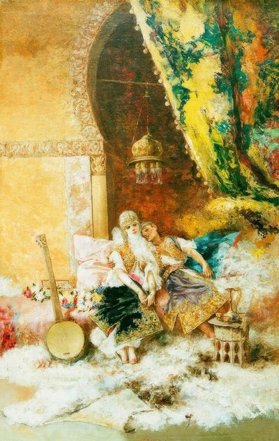 Scena pałacowa z damskimi haremami autorstwa Pablo Salinas