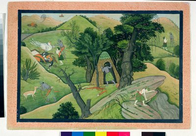 74,73 Rama i Lakszmana wędrują w poszukiwaniu Sity, z Ramajany, Kangra, Himachal Pradesh, 1780 autorstwa Pahari School