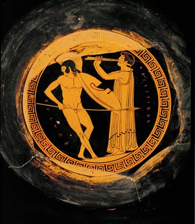 Taniec wojenny z towarzyszeniem flecisty ... autorstwa Painter Eucharides