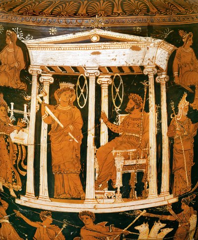Hades i Persefona w swoim pałacu w podziemiach (ceramika) autorstwa Painter Underworld