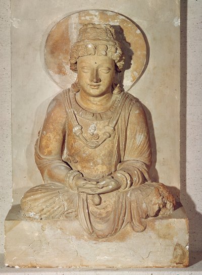 Budda siedzący w medytacji, z Ganhary, styl grecko-buddyjski, I-IV w. autorstwa Pakistani School