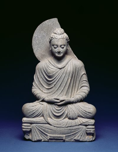 Siedzący Budda, Gandhara, I-III wne (łupki) autorstwa Pakistani School