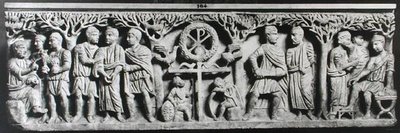 Sarkofag chrześcijański, przedstawiający sceny z życia Chrystusa (marmur) autorstwa Paleo Christian