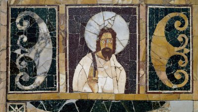 Inkrustowany marmur przedstawiający twarz Chrystusa, artefakt z Rzymu, Włochy, okres wczesnochrześcijański autorstwa Paleo Christian