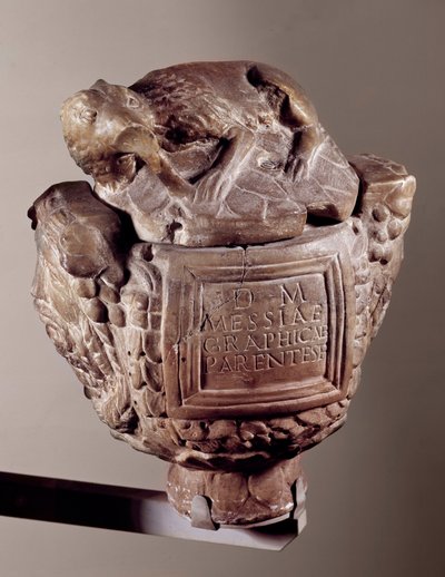 Grafika na urnę Mesjasza. Od średnich. Saint Germain in Laye, Muzeum Archeologii Narodowej autorstwa Paleo Christian