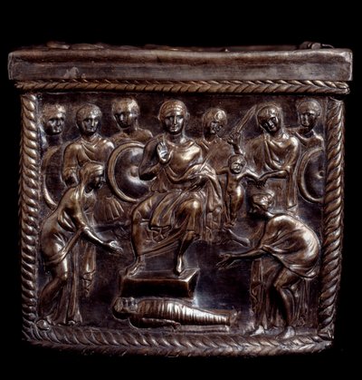 Sztuka paleochrześcijańska: Srebrna szkatułka relikwiarzowa znana jako Capsella de San Nazaro (relikwiarz posrebrzany św Nazaro) - 370-397 apres JC Milan, Tesoro del Duomo, Włochy autorstwa Paleo Christian