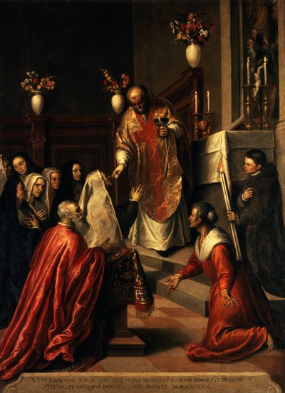 Msza słyszenia Pasquale Cicogna (olej na płótnie) autorstwa Palma Il Giovane