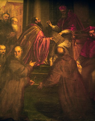 Paweł IV przedstawiający papieski opis założenia Zakonu Krzyżowców (Crociferi) autorstwa Palma Il Giovane