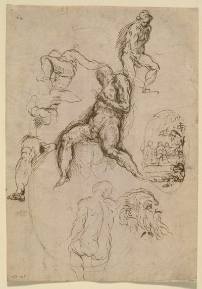 Arkusz studiów do malarstwa w Salone del Maggior Consiglio, Pałac Książęcy, Wenecja, ok. 1578 autorstwa Palma Il Giovane