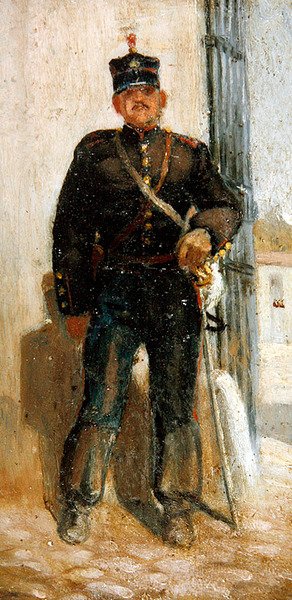 Mundur wojskowy, kolekcja 5 (olej na pokładzie) (patrz także 349159-61 i 349163) autorstwa Panos Aravantinos