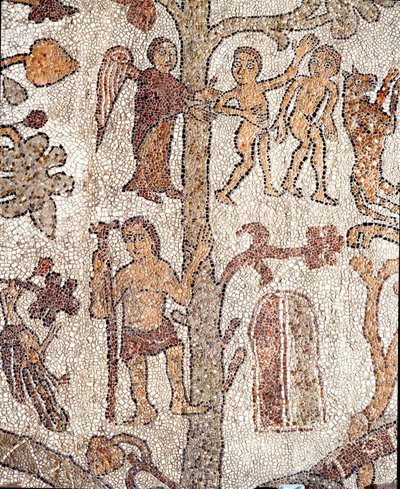 Adam i Ewa poluje z Mozaiki Raju Ziemi Pantaleone, kapłana i mozaiki. 1163-1166. Nawa główna katedry w Otranto autorstwa Pantaleon