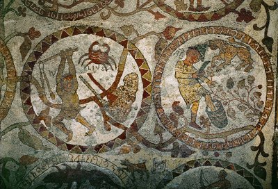 Znaki zodiaku z mozaikowej podłogi (mozaika) autorstwa Pantaleone Pantaleone