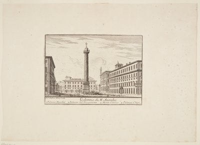 Kolumna M. Aurelio. 1. Pałac Niccolini. 2. Pałac namiestnika. 3. Monte Citorio. 4. Pałac Chigi autorstwa Paolo Anesi
