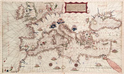 Mapa mórz Śródziemnego, Czarnego i Kaspijskiego autorstwa Paolo Forlani