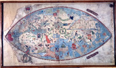 Mapa świata Paolo Toscanelli (1397 - 1497). 1457. Ta mapa przedstawia europejski obraz Ziemi przed odkryciem wielkich kontynentów. Biblioteka Nazionale Florencja autorstwa Paolo Toscanelli