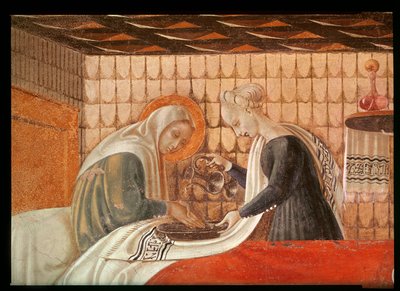 Narodziny Marii, fragment św. Anny i sługi, fresk z 1440 r. zob. także 85549 autorstwa Paolo Uccello