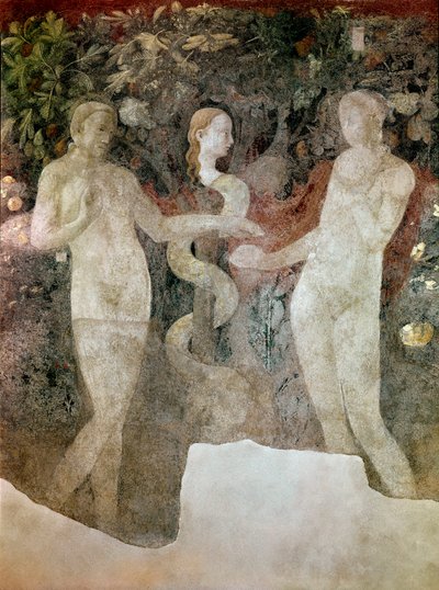 Genesis, stworzenie Ewy i grzech pierworodny (Fresco autorstwa Paolo Uccello