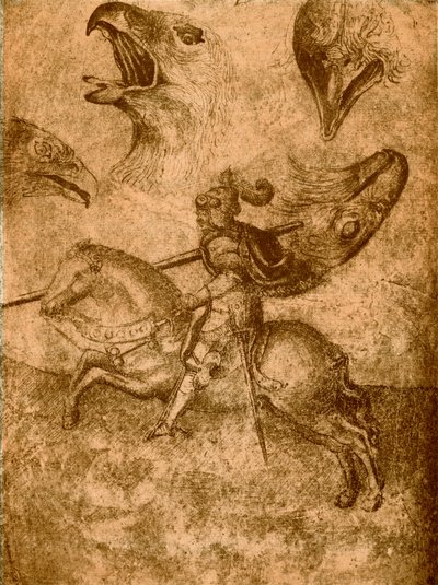 Rycerz z lancą i studiami ptaków autorstwa Paolo Uccello