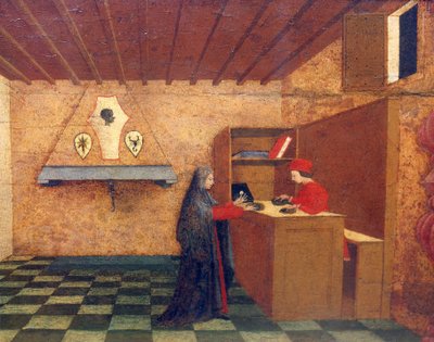 Predella Cudu zbezczeszczonej Hostii autorstwa Paolo Uccello (1397-1475), 42x351 cm, detal autorstwa Paolo Uccello