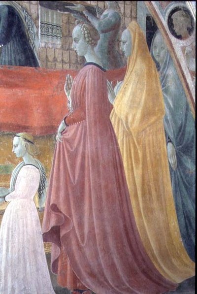 Narodzenia Najświętszej Marii Panny, detal przedstawiający Kobiety z rodziny Darczyńców, z Kaplicy Wniebowzięcia autorstwa Paolo Uccello