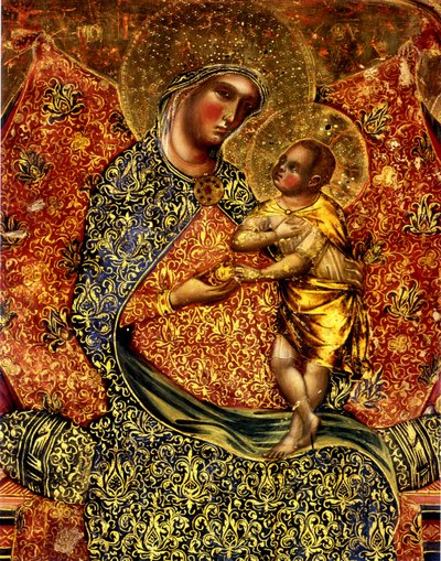 Madonna z Dzieciątkiem na tronie z dwoma aniołami autorstwa Paolo Veneziano