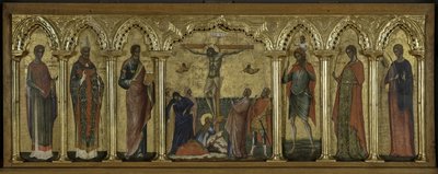 Św. Stratonicus, Św. Hermolaus, Św. Mateusz, Św. Krzysztof, Św. Tekla i Św. Abundius, Poliptyk Ukrzyżowania ze świętymi autorstwa Paolo Veneziano