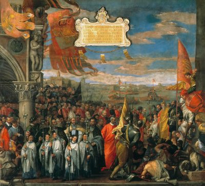 Zwycięski powrót doży Andrei Contarini po triumfie w Chioggii, 1580. autorstwa Paolo Veronese