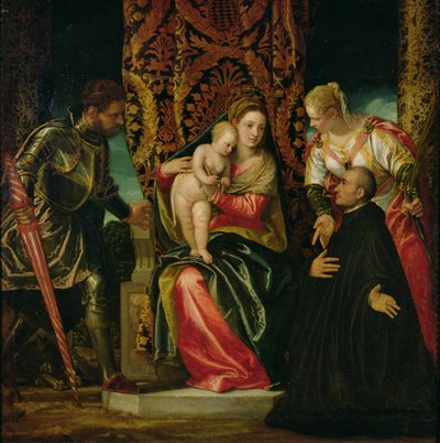 Dziewica z Dzieciątkiem między św. Justyną i św. Jerzym z mnichem benedyktyńskim autorstwa Paolo Veronese