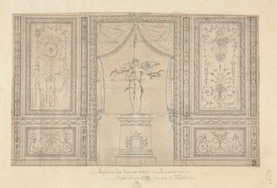 Posąg Kupidyna w niszy ściennej, koniec XVIII wieku. autorstwa Paolo Vincenzo Bonomini
