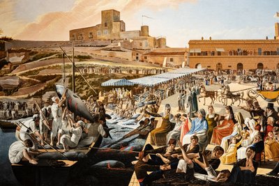 Tuńczyk Mattanza w Solanto w obecności rodziny królewskiej autorstwa Paolo de Albertis