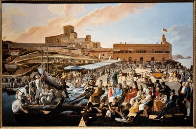Tuńczyk Mattanza w Solanto w obecności rodziny królewskiej autorstwa Paolo de Albertis